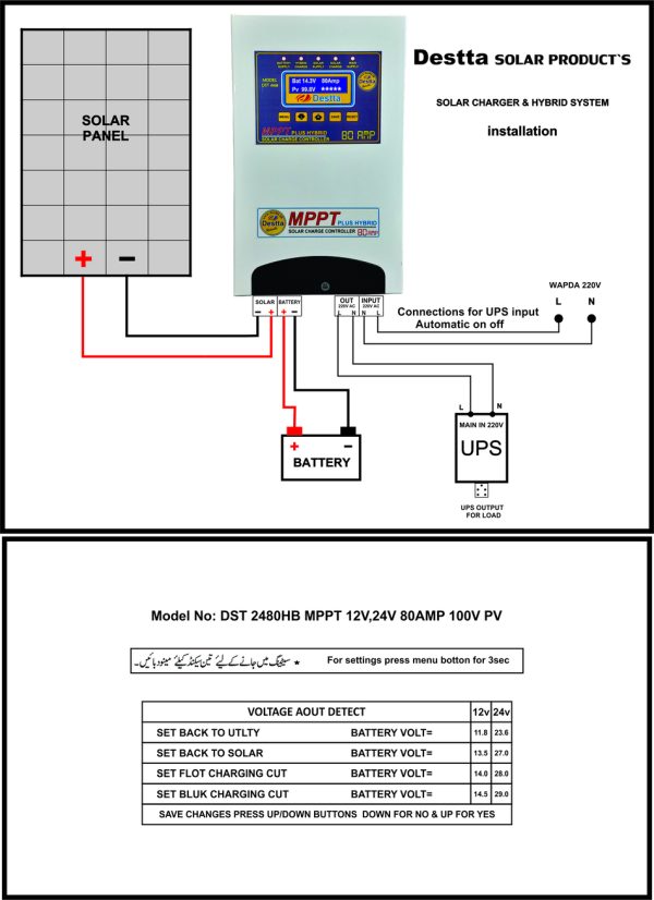 DST-2480MP Solar Charge Controller MPPT With Hybrid System 12V/24V 80A - Image 3
